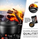grillas Dutch Oven Set 13,6 Liter / Topf ohne Fe Deckelheber BBQ Gusseisen Feuertopf Gusstopf Schmortopf
