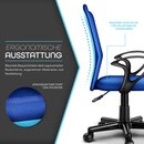 TRESKO Brostuhl blau Schreibtischstuhl Drehstuhl, mit Armlehnen & Kunststoff-Leichtlaufrollen, stufenlos hhenverstellbar, gepolsterte Sitzflche, ergonomische Passform