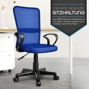 TRESKO Brostuhl blau Schreibtischstuhl Drehstuhl, mit Armlehnen & Kunststoff-Leichtlaufrollen, stufenlos hhenverstellbar, gepolsterte Sitzflche, ergonomische Passform