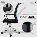 TRESKO Brostuhl ergonomisch BS202 | Drehstuhl mit verstellbarer Lordosensttze | Schreibtischstuhl mit Armlehne