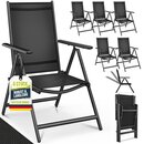 tillvex Gartenstuhl Premium 6 St�ck Schwarz klappbar aus Aluminium | Hochlehner mit Armlehnen | Klappstuhl verstellbar | Klappsessel Balkon Garten Terrasse