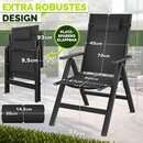 tillvex Gartenstuhl Premium 6 St�ck Schwarz klappbar aus Aluminium | Hochlehner mit Armlehnen | Klappstuhl verstellbar | Klappsessel Balkon Garten Terrasse