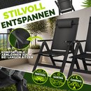 tillvex Gartenstuhl Premium 6 St�ck Schwarz klappbar aus Aluminium | Hochlehner mit Armlehnen | Klappstuhl verstellbar | Klappsessel Balkon Garten Terrasse