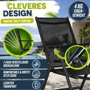 tillvex Gartenstuhl Premium 6 St�ck Schwarz klappbar aus Aluminium | Hochlehner mit Armlehnen | Klappstuhl verstellbar | Klappsessel Balkon Garten Terrasse