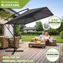 tillvex� Alu Sonnenschirm Rechteckig � 330 cm + Abdeckung mit Kurbel | Ampelschirm Eckig mit St�nder & Windschutz | Gartenschirm UV-Schutz Aluminium | Kurbelschirm Marktschirm wasserdicht 360� drehbar