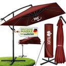 tillvex� Alu Sonnenschirm Rechteckig � 330 cm Rot + Abdeckung mit Kurbel | Ampelschirm Eckig mit St�nder | Gartenschirm UV-Schutz Aluminium | Kurbelschirm Marktschirm wasserdicht 360� drehbar