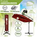 tillvex� Alu Sonnenschirm Rechteckig � 330 cm Rot + Abdeckung mit Kurbel | Ampelschirm Eckig mit St�nder | Gartenschirm UV-Schutz Aluminium | Kurbelschirm Marktschirm wasserdicht 360� drehbar