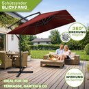 tillvex� Alu Sonnenschirm Rechteckig � 330 cm Rot + Abdeckung mit Kurbel | Ampelschirm Eckig mit St�nder | Gartenschirm UV-Schutz Aluminium | Kurbelschirm Marktschirm wasserdicht 360� drehbar