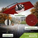 tillvex� Alu Sonnenschirm Rechteckig � 330 cm Rot + Abdeckung mit Kurbel | Ampelschirm Eckig mit St�nder | Gartenschirm UV-Schutz Aluminium | Kurbelschirm Marktschirm wasserdicht 360� drehbar