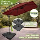tillvex� Alu Sonnenschirm Rechteckig � 330 cm Rot + Abdeckung mit Kurbel | Ampelschirm Eckig mit St�nder | Gartenschirm UV-Schutz Aluminium | Kurbelschirm Marktschirm wasserdicht 360� drehbar