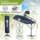 tillvex� Alu Sonnenschirm Rechteckig � 330 cm Navy-Blau + Abdeckung mit Kurbel | Ampelschirm Eckig mit St�nder & Windschutz | Gartenschirm UV-Schutz Aluminium | Kurbelschirm Marktschirm wasserdicht 360� drehbar