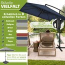 tillvex� Alu Sonnenschirm Rechteckig � 330 cm Navy-Blau + Abdeckung mit Kurbel | Ampelschirm Eckig mit St�nder & Windschutz | Gartenschirm UV-Schutz Aluminium | Kurbelschirm Marktschirm wasserdicht 360� drehbar
