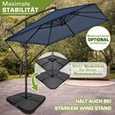 tillvex� Alu Sonnenschirm Rechteckig � 330 cm Navy-Blau + Abdeckung mit Kurbel | Ampelschirm Eckig mit St�nder & Windschutz | Gartenschirm UV-Schutz Aluminium | Kurbelschirm Marktschirm wasserdicht 360� drehbar