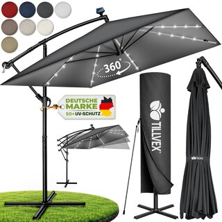 tillvex� Alu Sonnenschirm Rechteckig � 330 cm mit LED...