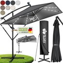 tillvex� Alu Sonnenschirm Rechteckig � 330 cm mit LED Solar + Abdeckung mit Kurbel | Ampelschirm mit St�nder & Windschutz | Gartenschirm UV-Schutz, wasserdicht, 360� drehbar | Kurbelschirm Marktschirm