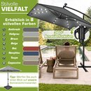 tillvex� Alu Sonnenschirm Rechteckig � 330 cm mit LED Solar + Abdeckung mit Kurbel | Ampelschirm mit St�nder & Windschutz | Gartenschirm UV-Schutz, wasserdicht, 360� drehbar | Kurbelschirm Marktschirm