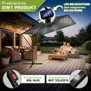 tillvex� Alu Sonnenschirm Rechteckig � 330 cm mit LED Solar + Abdeckung mit Kurbel | Ampelschirm mit St�nder & Windschutz | Gartenschirm UV-Schutz, wasserdicht, 360� drehbar | Kurbelschirm Marktschirm