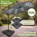 tillvex� Alu Sonnenschirm Rechteckig � 330 cm mit LED Solar + Abdeckung mit Kurbel | Ampelschirm mit St�nder & Windschutz | Gartenschirm UV-Schutz, wasserdicht, 360� drehbar | Kurbelschirm Marktschirm