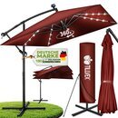 tillvex� Alu Sonnenschirm Rechteckig � 330 cm mit LED Solar Navy-Blau + Abdeckung mit Kurbel | Ampelschirm mit St�nder | Gartenschirm UV-Schutz, wasserdicht, 360� drehbar | Kurbelschirm Marktschirm