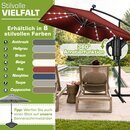 tillvex� Alu Sonnenschirm Rechteckig � 330 cm mit LED Solar Navy-Blau + Abdeckung mit Kurbel | Ampelschirm mit St�nder | Gartenschirm UV-Schutz, wasserdicht, 360� drehbar | Kurbelschirm Marktschirm