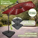 tillvex� Alu Sonnenschirm Rechteckig � 330 cm mit LED Solar Navy-Blau + Abdeckung mit Kurbel | Ampelschirm mit St�nder | Gartenschirm UV-Schutz, wasserdicht, 360� drehbar | Kurbelschirm Marktschirm