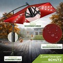 tillvex� Alu Sonnenschirm Rechteckig � 330 cm mit LED Solar Rot + Abdeckung mit Kurbel | Ampelschirm mit St�nder | Gartenschirm UV-Schutz, wasserdicht, 360� drehbar | Kurbelschirm Marktschirm
