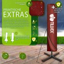 tillvex Alu Sonnenschirm Rechteckig  330 cm mit LED Solar Rot + Abdeckung mit Kurbel | Ampelschirm mit Stnder & Windschutz | Gartenschirm UV-Schutz, wasserdicht, 360 drehbar | Kurbelschirm Marktschirm