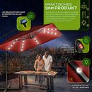 tillvex Alu Sonnenschirm Rechteckig  330 cm mit LED Solar Rot + Abdeckung mit Kurbel | Ampelschirm mit Stnder & Windschutz | Gartenschirm UV-Schutz, wasserdicht, 360 drehbar | Kurbelschirm Marktschirm