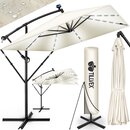 tillvex Alu Sonnenschirm Rechteckig  330 cm mit LED Solar Beige + Abdeckung mit Kurbel | Ampelschirm mit Stnder & Windschutz | Gartenschirm UV-Schutz, wasserdicht, 360 drehbar | Kurbelschirm Marktschirm