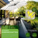tillvex Alu Sonnenschirm Rechteckig  330 cm mit LED Solar Beige + Abdeckung mit Kurbel | Ampelschirm mit Stnder & Windschutz | Gartenschirm UV-Schutz, wasserdicht, 360 drehbar | Kurbelschirm Marktschirm