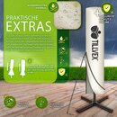 tillvex Alu Sonnenschirm Rechteckig  330 cm mit LED Solar Beige + Abdeckung mit Kurbel | Ampelschirm mit Stnder & Windschutz | Gartenschirm UV-Schutz, wasserdicht, 360 drehbar | Kurbelschirm Marktschirm