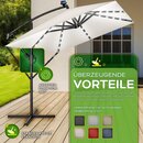 tillvex Alu Sonnenschirm Rechteckig  330 cm mit LED Solar Beige + Abdeckung mit Kurbel | Ampelschirm mit Stnder & Windschutz | Gartenschirm UV-Schutz, wasserdicht, 360 drehbar | Kurbelschirm Marktschirm