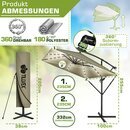 tillvex� Alu Sonnenschirm Rechteckig � 330 cm mit LED Solar Braun + Abdeckung mit Kurbel | Ampelschirm mit St�nder & Windschutz | Gartenschirm UV-Schutz, wasserdicht, 360� drehbar | Kurbelschirm Marktschirm