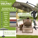 tillvex� Alu Sonnenschirm Rechteckig � 330 cm mit LED Solar Braun + Abdeckung mit Kurbel | Ampelschirm mit St�nder & Windschutz | Gartenschirm UV-Schutz, wasserdicht, 360� drehbar | Kurbelschirm Marktschirm
