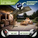tillvex� Alu Sonnenschirm Rechteckig � 330 cm mit LED Solar Braun + Abdeckung mit Kurbel | Ampelschirm mit St�nder & Windschutz | Gartenschirm UV-Schutz, wasserdicht, 360� drehbar | Kurbelschirm Marktschirm