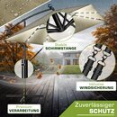 tillvex� Alu Sonnenschirm Rechteckig � 330 cm mit LED Solar Braun + Abdeckung mit Kurbel | Ampelschirm mit St�nder & Windschutz | Gartenschirm UV-Schutz, wasserdicht, 360� drehbar | Kurbelschirm Marktschirm