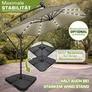 tillvex� Alu Sonnenschirm Rechteckig � 330 cm mit LED Solar Braun + Abdeckung mit Kurbel | Ampelschirm mit St�nder & Windschutz | Gartenschirm UV-Schutz, wasserdicht, 360� drehbar | Kurbelschirm Marktschirm