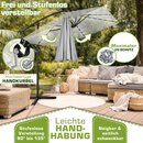 tillvex� Alu Sonnenschirm Rechteckig � 330 cm mit LED Solar Navy-Blau + Abdeckung mit Kurbel | Ampelschirm mit St�nder | Gartenschirm UV-Schutz, wasserdicht, 360� drehbar | Kurbelschirm Marktschirm
