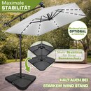 tillvex� Alu Sonnenschirm Rechteckig � 330 cm mit LED Solar Navy-Blau + Abdeckung mit Kurbel | Ampelschirm mit St�nder | Gartenschirm UV-Schutz, wasserdicht, 360� drehbar | Kurbelschirm Marktschirm