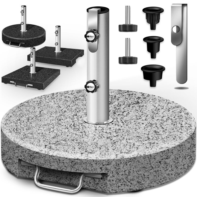 tillvex Granit Sonnenschirmstnder | Schirmstnder Sonnenschirm mit Edelstahlrohr | Balkonschirmstnder fr Schirmstcke 16-48 mm & 300 cm Schirmdurchmesser