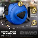 TRESKO Druckluftschlauch Aufroller 15 m Blau Automatik Schlauchtrommel 1/4 Trommel Schlauch