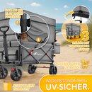 TRESKO Bollerwagen Faltbar mit Dach Grau, Khlfach & Seitenrollos | Handwagen max. belastbar bis 150kg | Transportwagen mit Vollgummireifen & Feststellbremsen (Vorne & Hinten) und 3-Punkt-Gurt