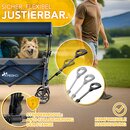TRESKO Bollerwagen Faltbar mit Dach Blau, Khlfach & Seitenrollos | Handwagen max. belastbar bis 150kg | Transportwagen mit Vollgummireifen & Feststellbremsen (Vorne & Hinten) und 3-Punkt-Gurt