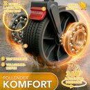 TRESKO� Bollerwagen Faltbar mit Dach Rot, K�hlfach & Seitenrollos | Handwagen max. belastbar bis 150kg | Transportwagen mit Vollgummireifen & Feststellbremsen (Vorne & Hinten) und 3-Punkt-Gurt