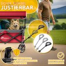 TRESKO� Bollerwagen Faltbar mit Dach Rot, K�hlfach & Seitenrollos | Handwagen max. belastbar bis 150kg | Transportwagen mit Vollgummireifen & Feststellbremsen (Vorne & Hinten) und 3-Punkt-Gurt