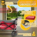 TRESKO� Bollerwagen Faltbar mit Dach Rot, K�hlfach & Seitenrollos | Handwagen max. belastbar bis 150kg | Transportwagen mit Vollgummireifen & Feststellbremsen (Vorne & Hinten) und 3-Punkt-Gurt