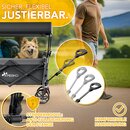 TRESKO� Bollerwagen Faltbar mit Dach Anthrazit, K�hlfach & Seitenrollos | Handwagen max. belastbar bis 150kg | Transportwagen mit Vollgummireifen & Feststellbremsen (Vorne & Hinten) und 3-Punkt-Gurt
