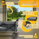 TRESKO� Bollerwagen Faltbar mit Dach Anthrazit, K�hlfach & Seitenrollos | Handwagen max. belastbar bis 150kg | Transportwagen mit Vollgummireifen & Feststellbremsen (Vorne & Hinten) und 3-Punkt-Gurt