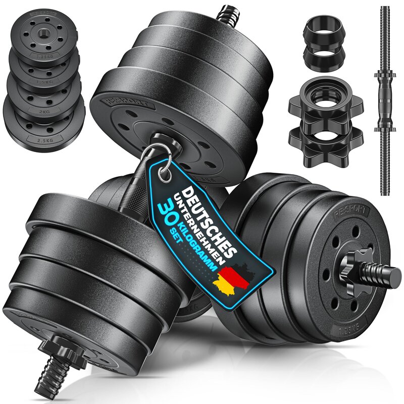 RE:SPORT 2er Hanteln Set verstellbar 30 kg | Hantelset mit 2 Kurzhanteln | Hantel mit Gewichten & 4 Sternverschlsse | Fitness Kurzhantel fr Muskelaufbau, Workout & Zuhause