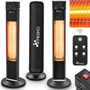 TRESKO Infrarot Stand-Heizstrahler 2000W mit Fernbedienung & Abdeckung | Wrmestrahler Terrasse elektrisch mit 3 Heizstufen | Terrassenstrahler Innen & Auen | Infrarotstrahler mit LED-Anzeige
